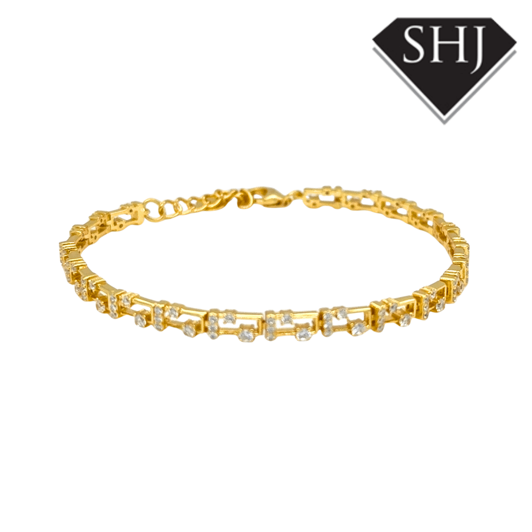 Silver Gold Plated CZ Bracelet