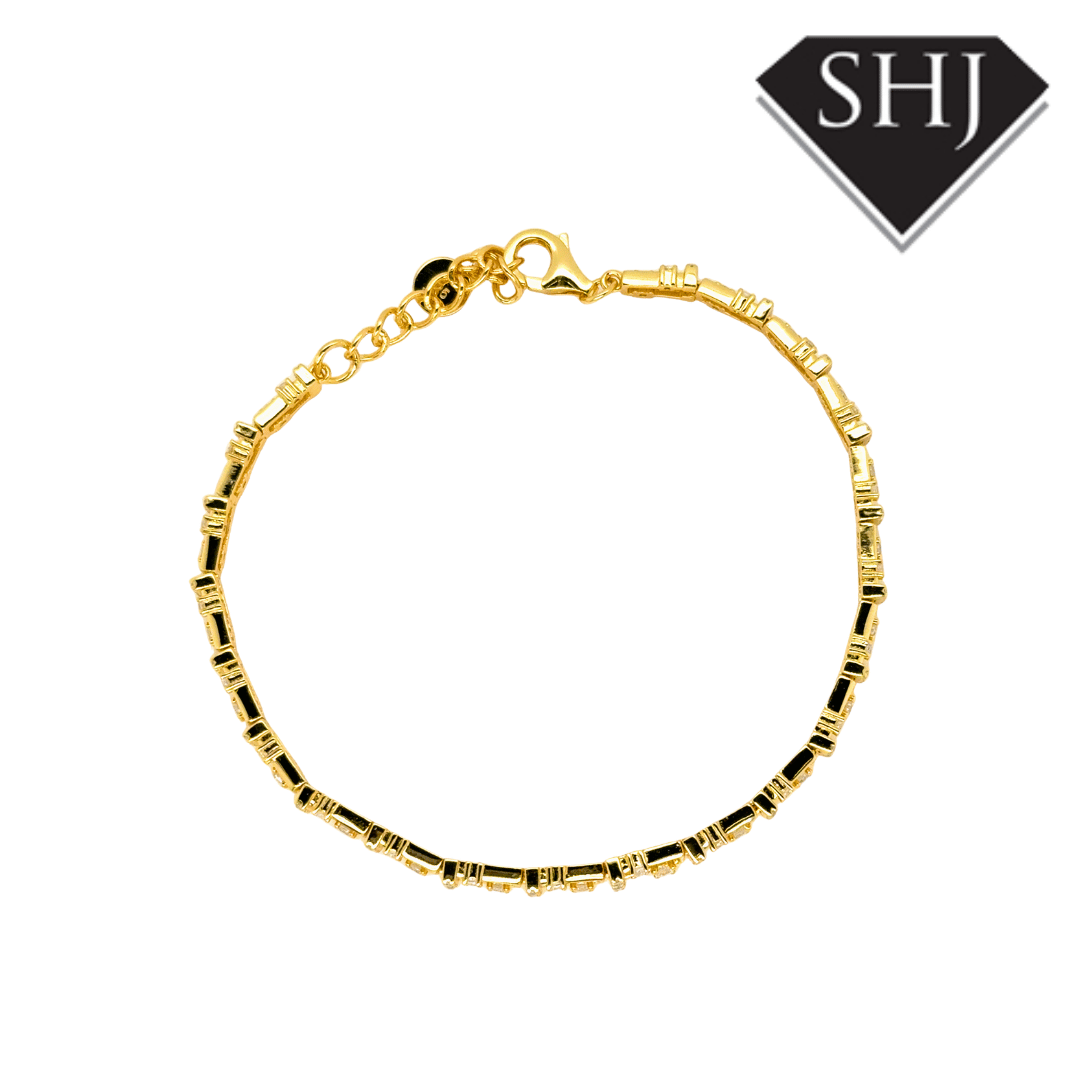 Silver Gold Plated CZ Bracelet