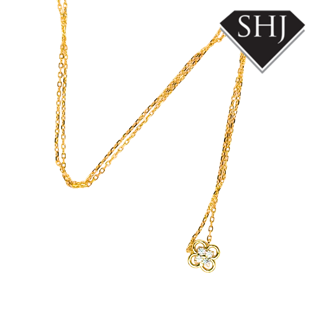 Silver Gold Plated CZ Clover Necklace