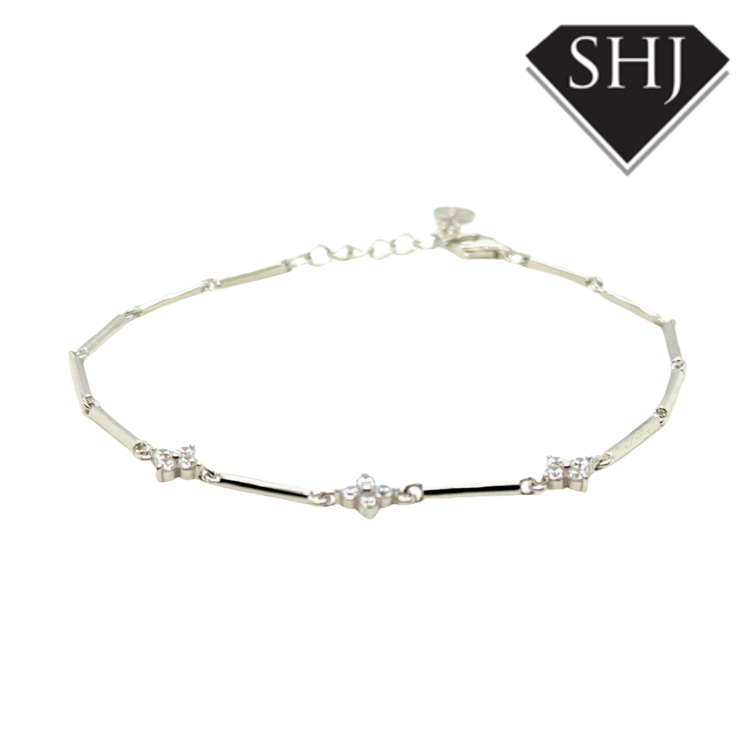Silver CZ Clover Bracelet