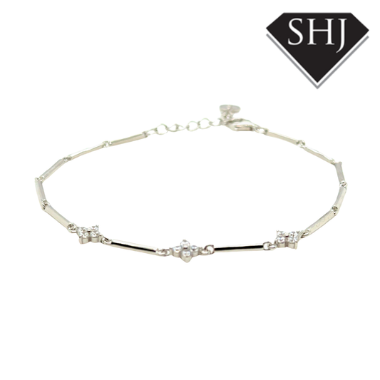 Silver CZ Clover Bracelet