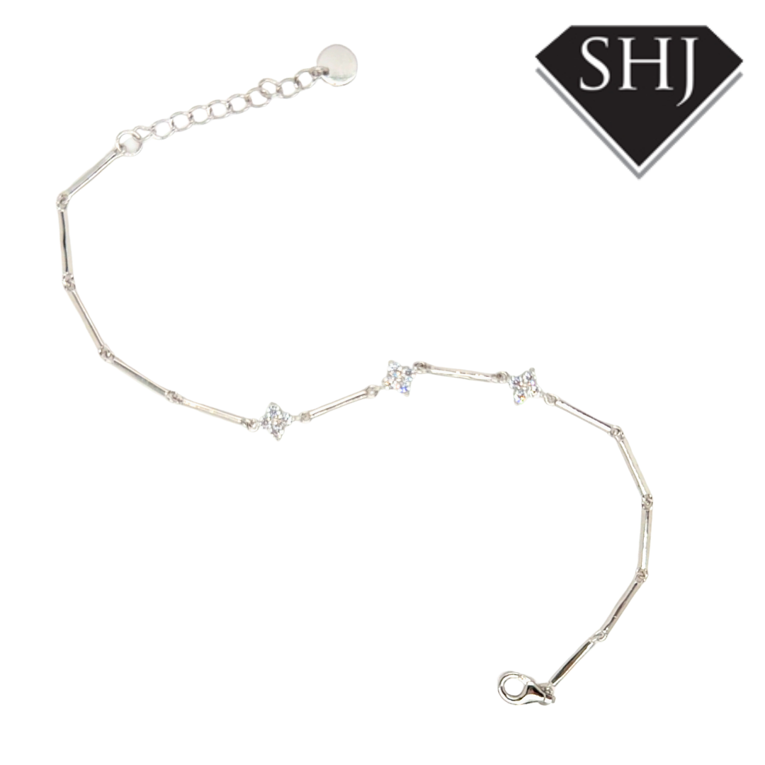 Silver CZ Clover Bracelet