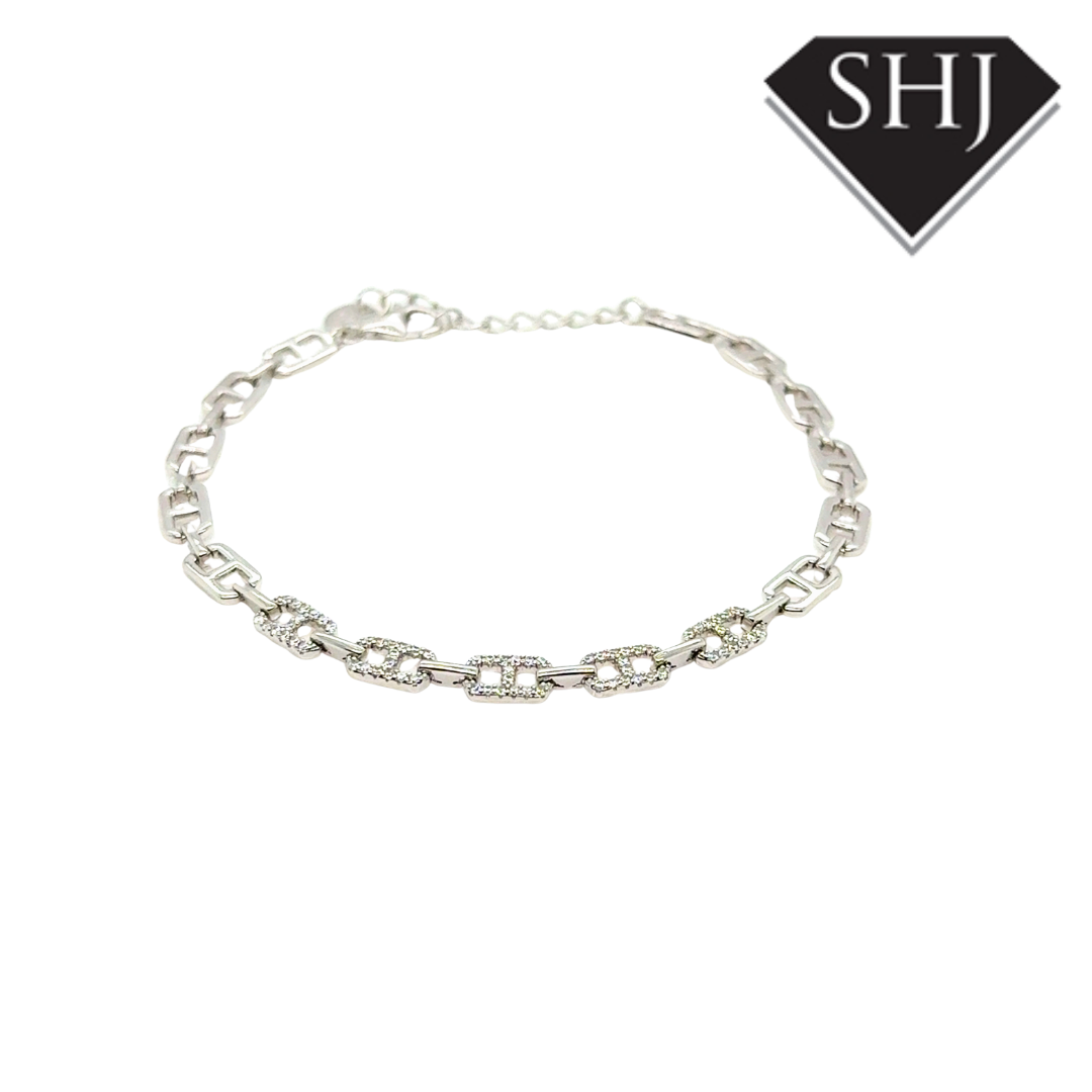 Silver CZ Link Bracelet
