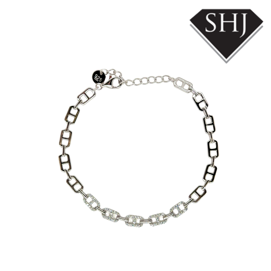 Silver CZ Link Bracelet