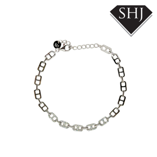 Silver CZ Link Bracelet
