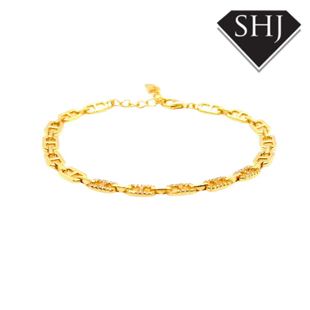 Silver Gold Plated CZ Link Bracelet