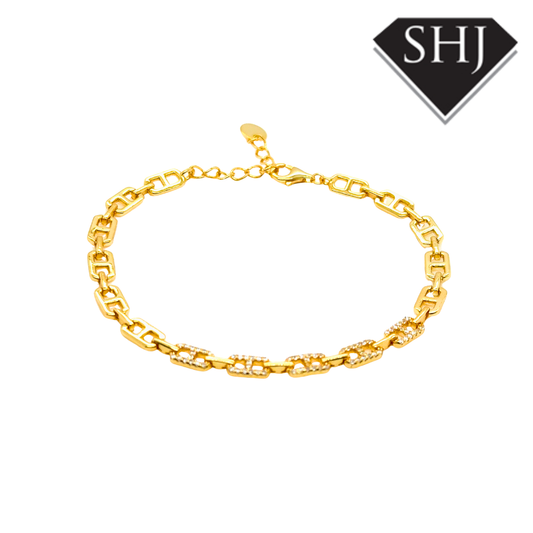 Silver Gold Plated CZ Link Bracelet