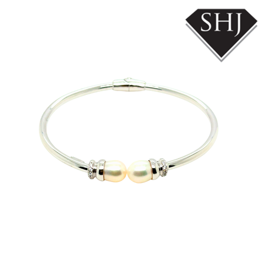 Silver Pearl Bangle