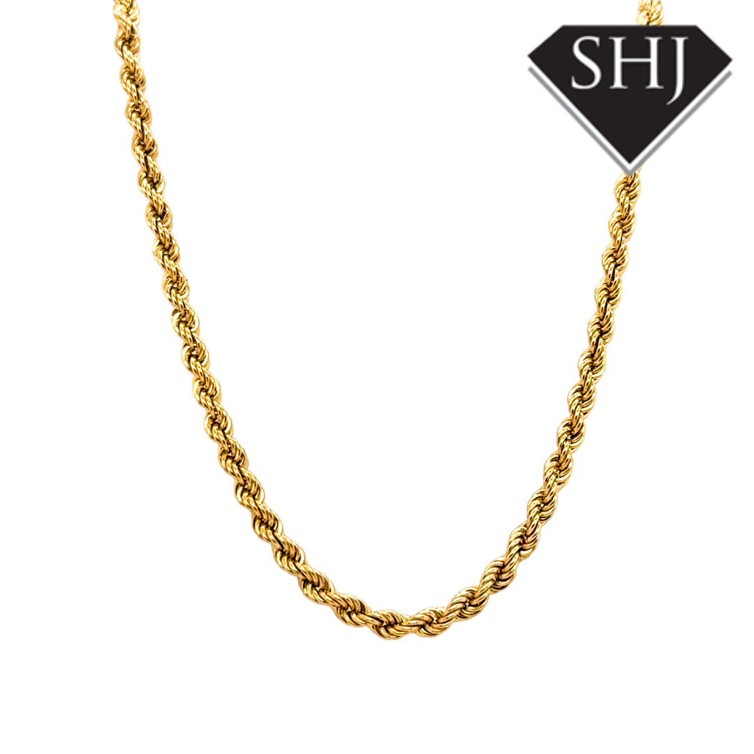 9ct Yellow Gold 10g 24” Rope Chain Necklace