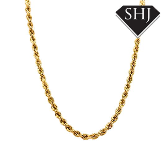 9ct Yellow Gold 10g 24” Rope Chain Necklace
