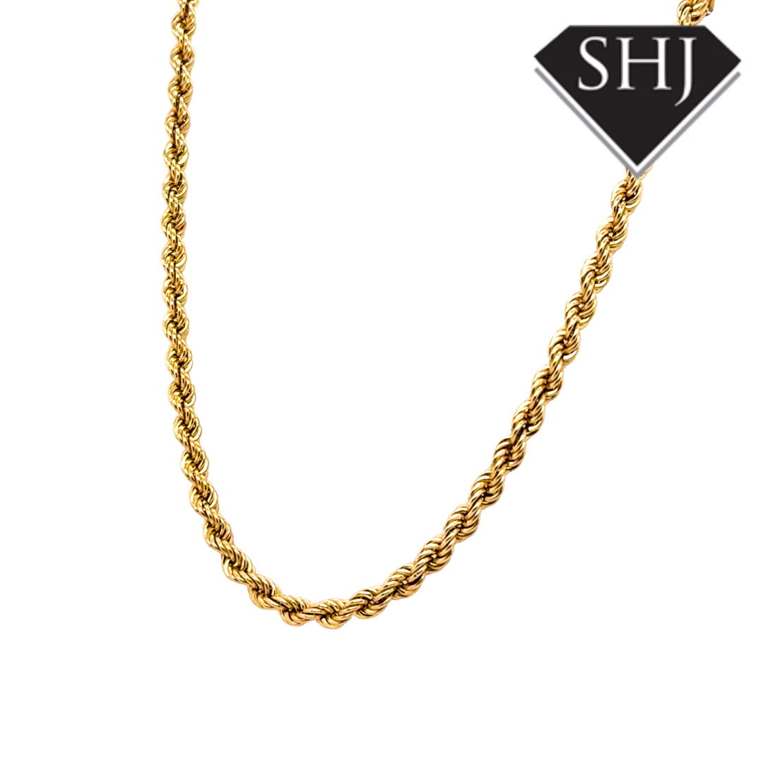 9ct Yellow Gold 10g 24” Rope Chain Necklace