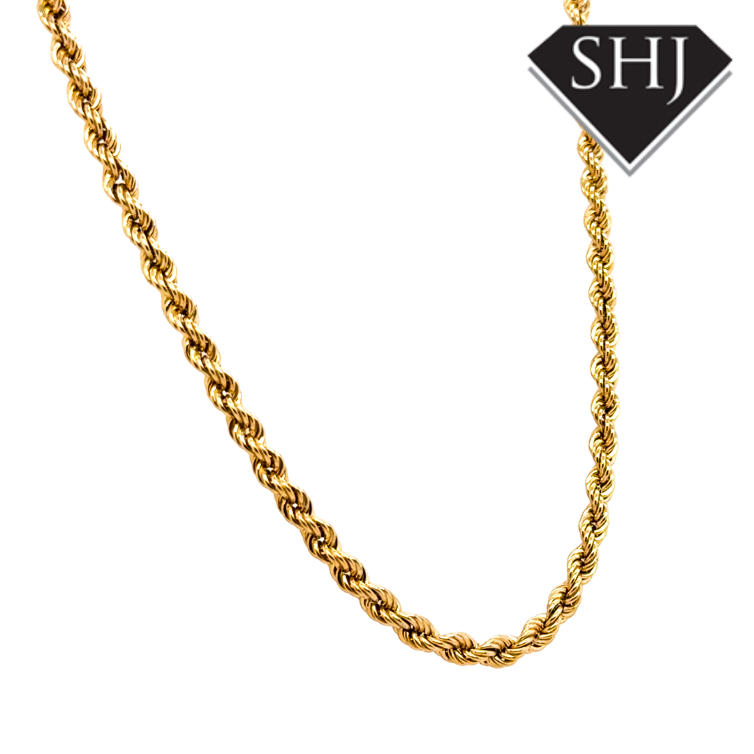 9ct Yellow Gold 10g 24” Rope Chain Necklace