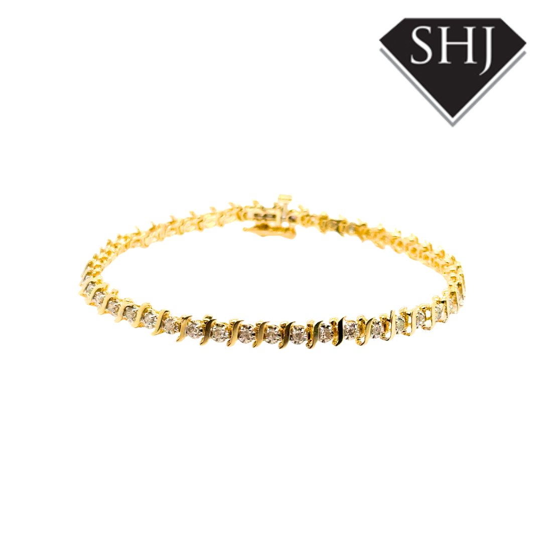 9ct Yellow Gold Diamond Bracelet