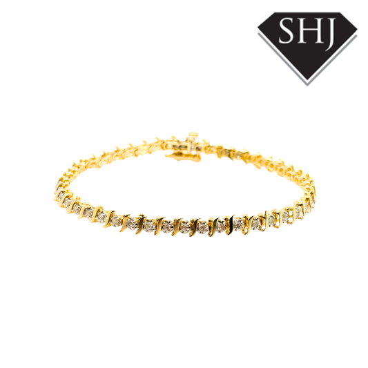 9ct Yellow Gold Diamond Bracelet