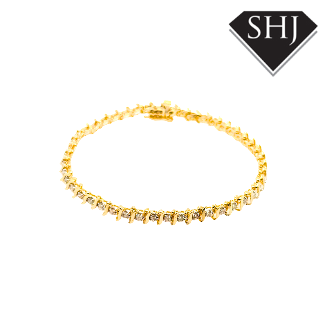 9ct Yellow Gold Diamond Bracelet