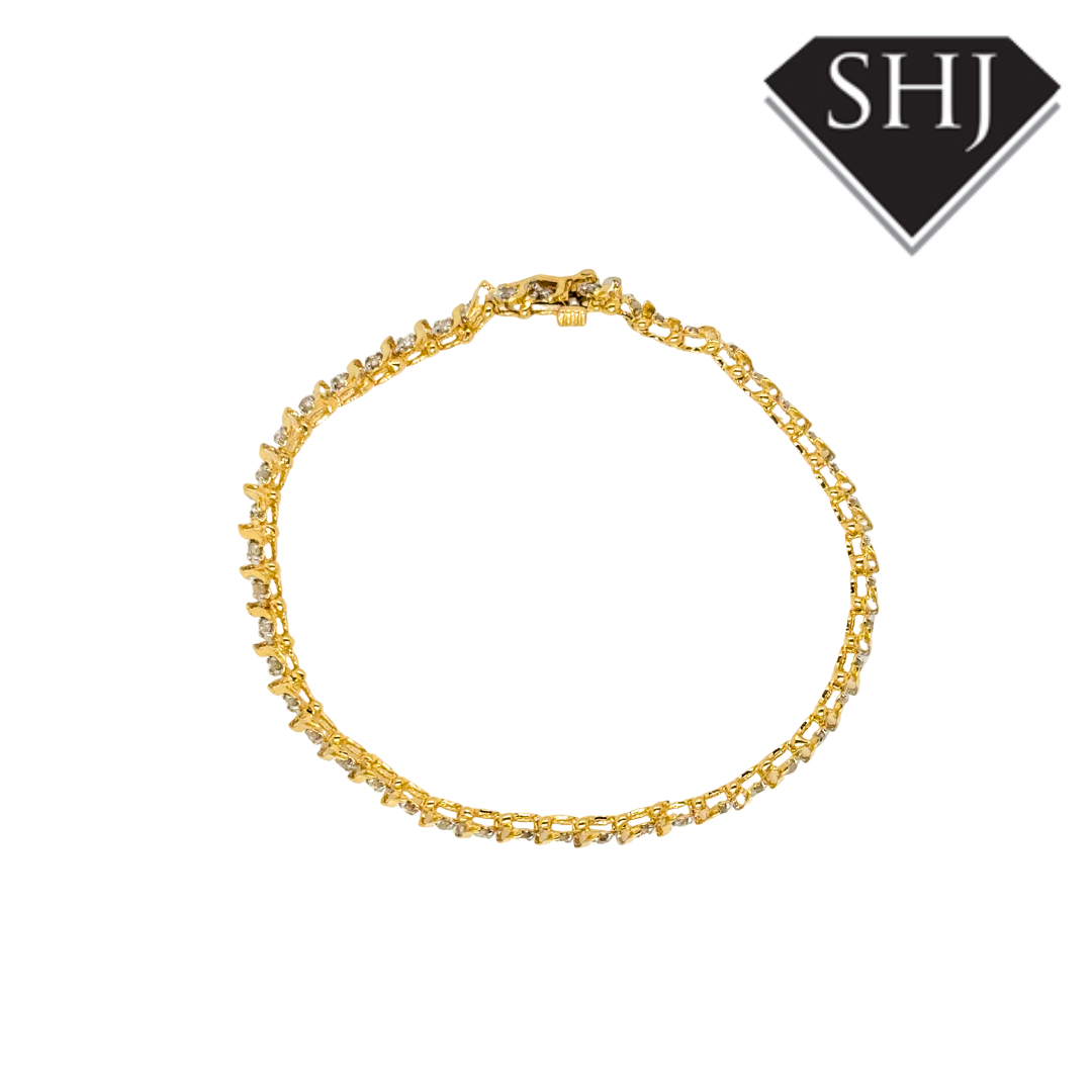 9ct Yellow Gold Diamond Bracelet