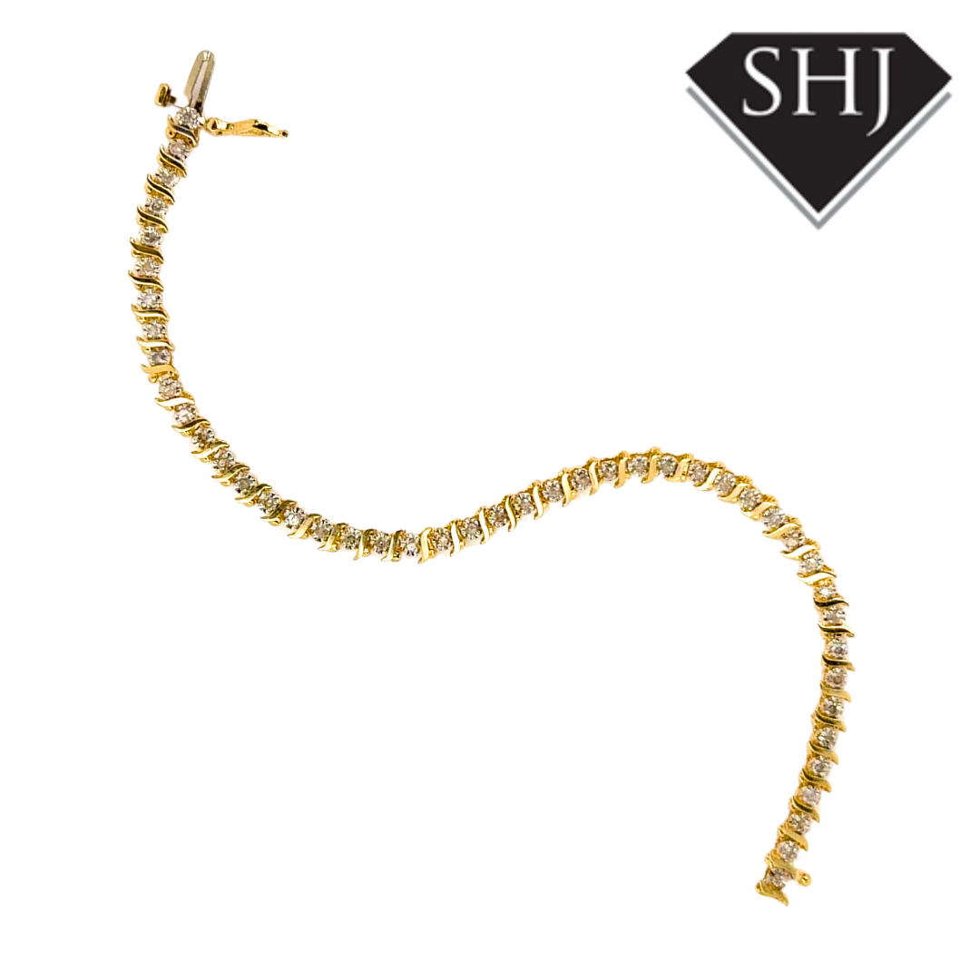 9ct Yellow Gold Diamond Bracelet