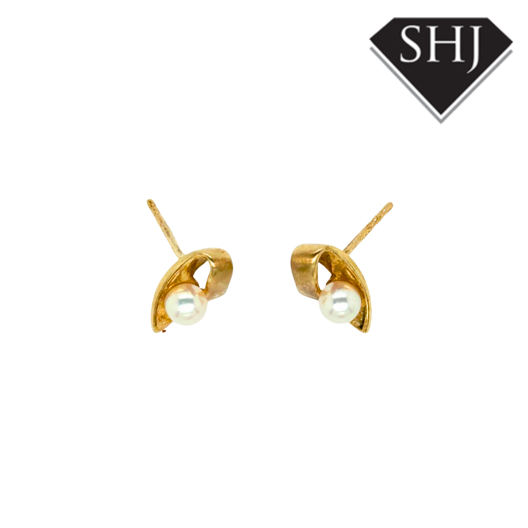 9ct Yellow Gold Pearl Stud Earrings