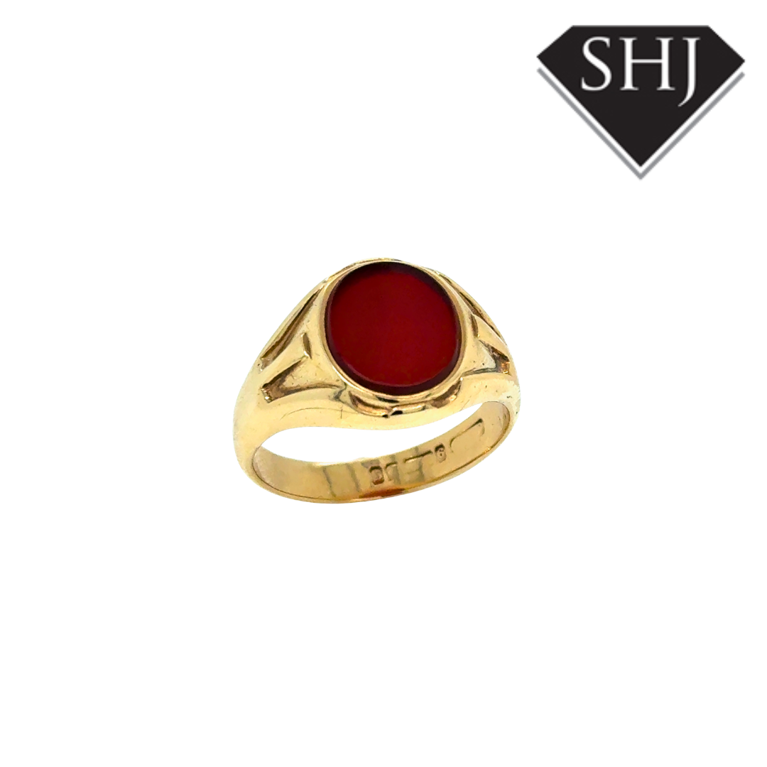9ct Yellow Gold Carnelion 7g Signet Ring