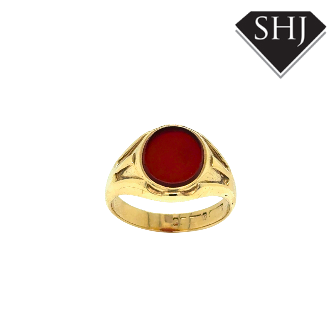 9ct Yellow Gold Carnelion 7g Signet Ring