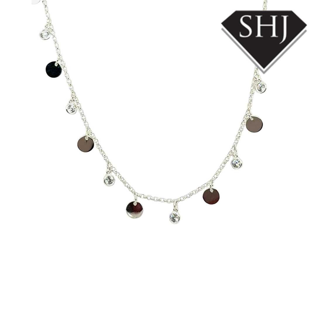Silver CZ Circle Necklace
