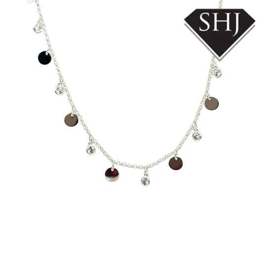 Silver CZ Circle Necklace