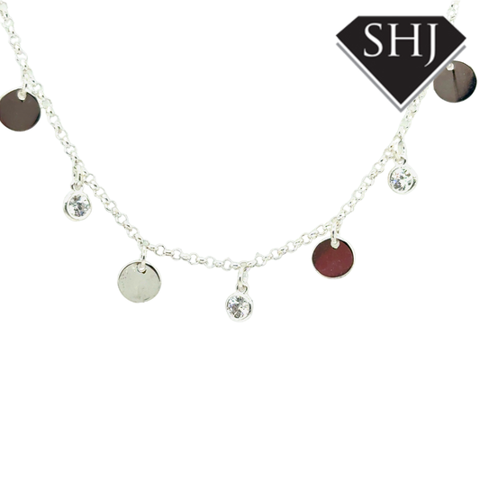 Silver CZ Circle Necklace