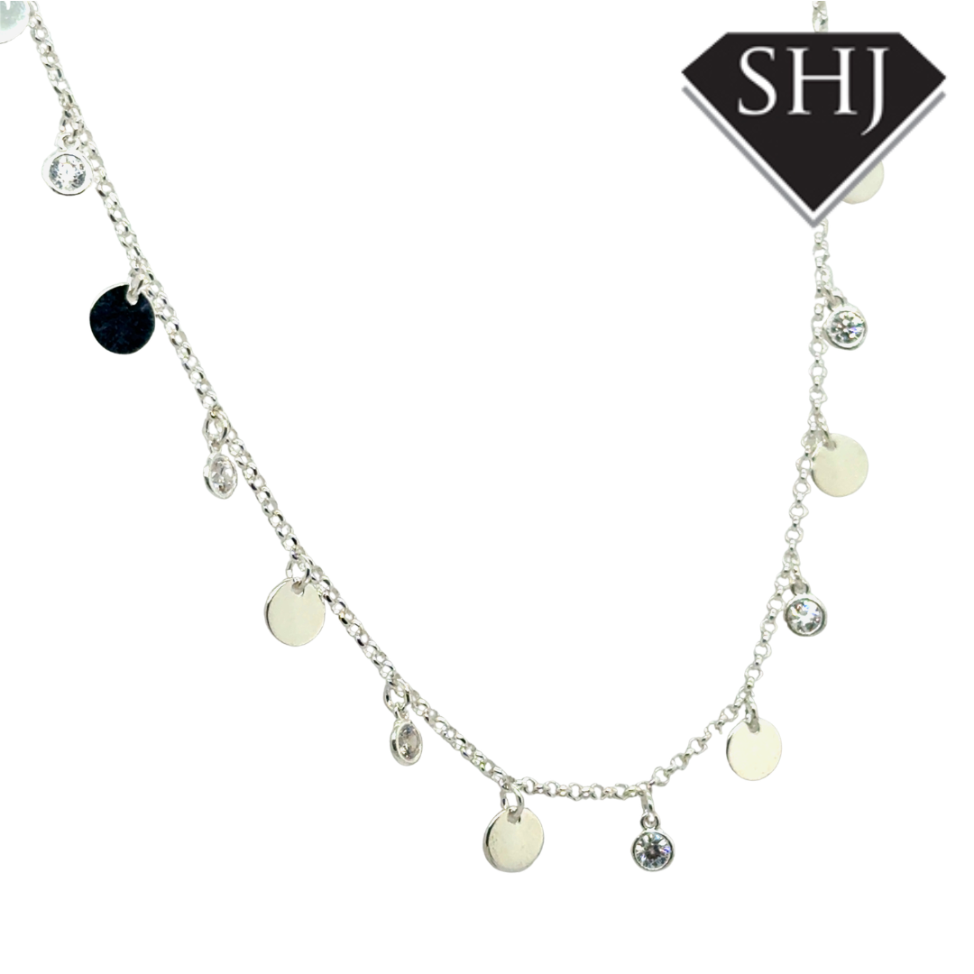 Silver CZ Circle Necklace