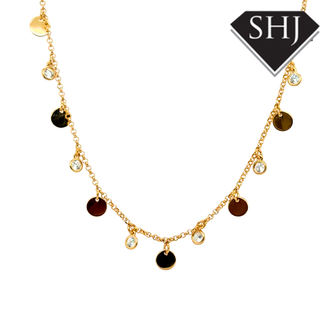 Silver Gold Plated CZ Circle Necklace