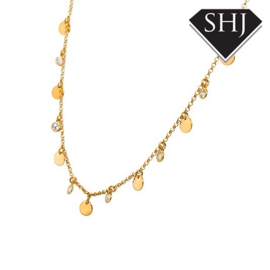 Silver Gold Plated CZ Circle Necklace