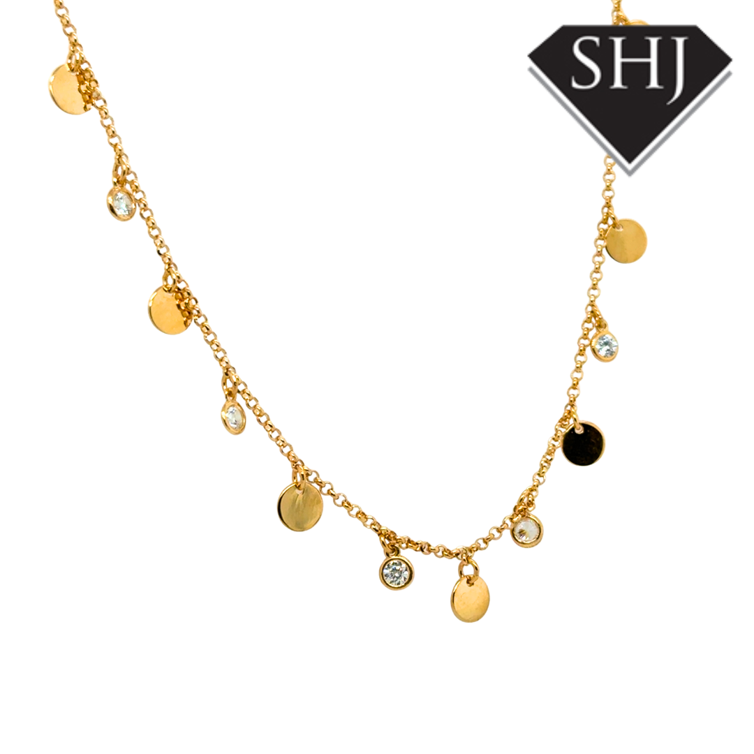 Silver Gold Plated CZ Circle Necklace