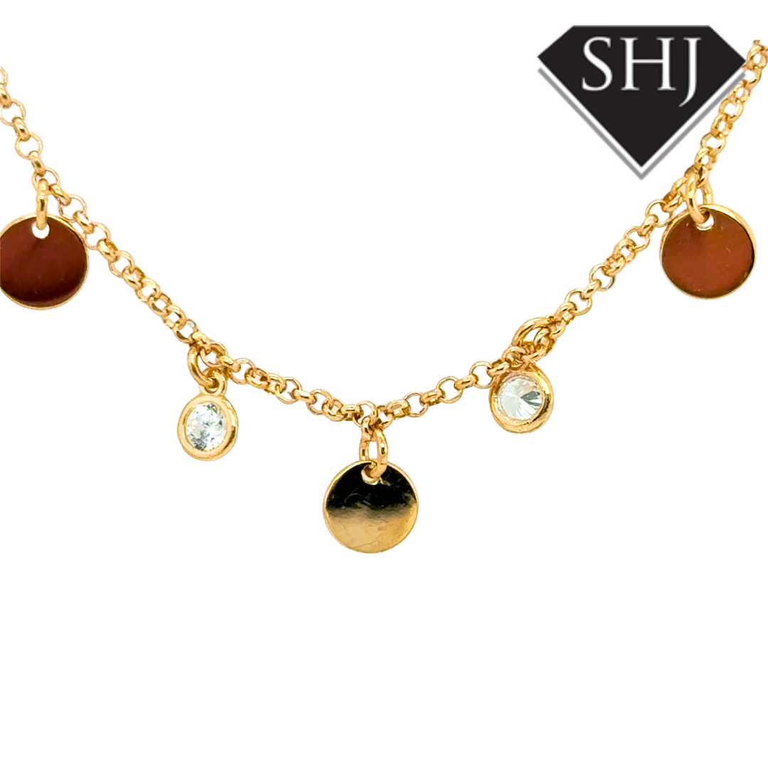 Silver Gold Plated CZ Circle Necklace