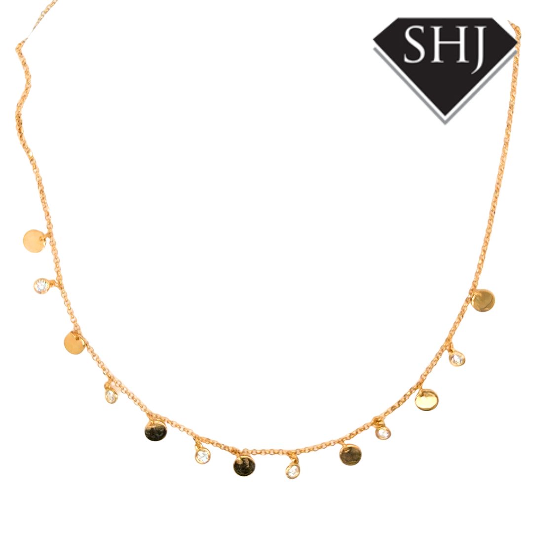 Silver Gold Plated CZ Circle Necklace