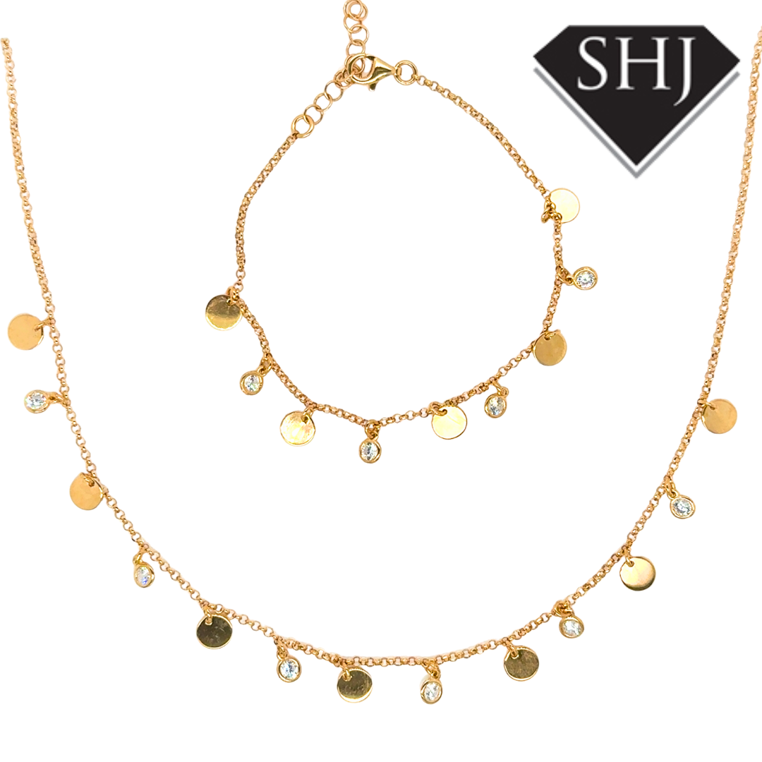 Silver Gold Plated CZ Circle Bracelet