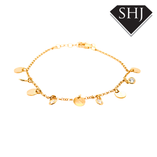 Silver Gold Plated CZ Circle Bracelet