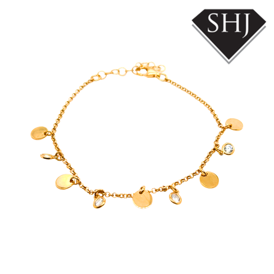 Silver Gold Plated CZ Circle Bracelet