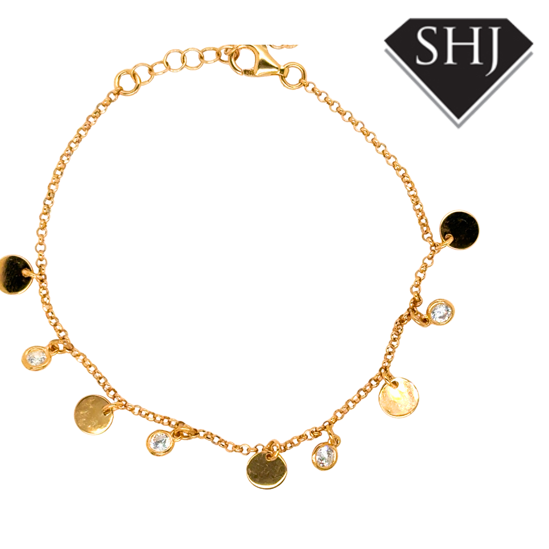 Silver Gold Plated CZ Circle Bracelet