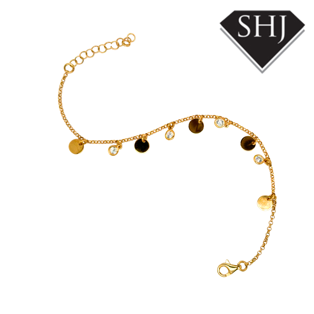 Silver Gold Plated CZ Circle Bracelet