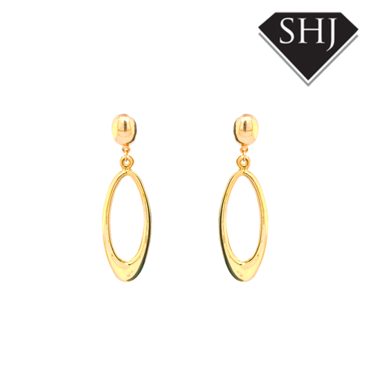 9ct Yellow Gold Oval Drop Earrings