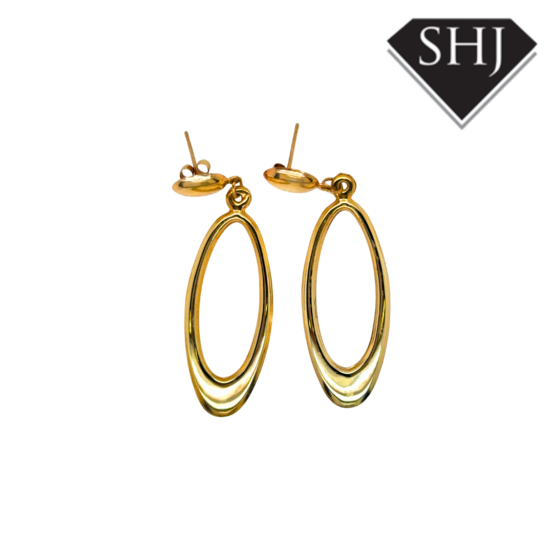 9ct Yellow Gold Oval Drop Earrings