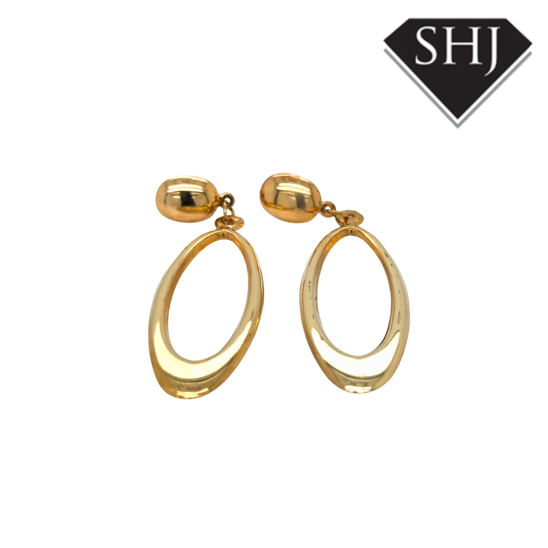 9ct Yellow Gold Oval Drop Earrings