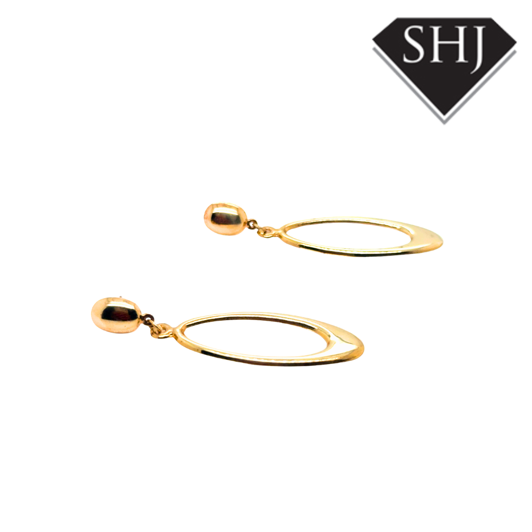 9ct Yellow Gold Oval Drop Earrings