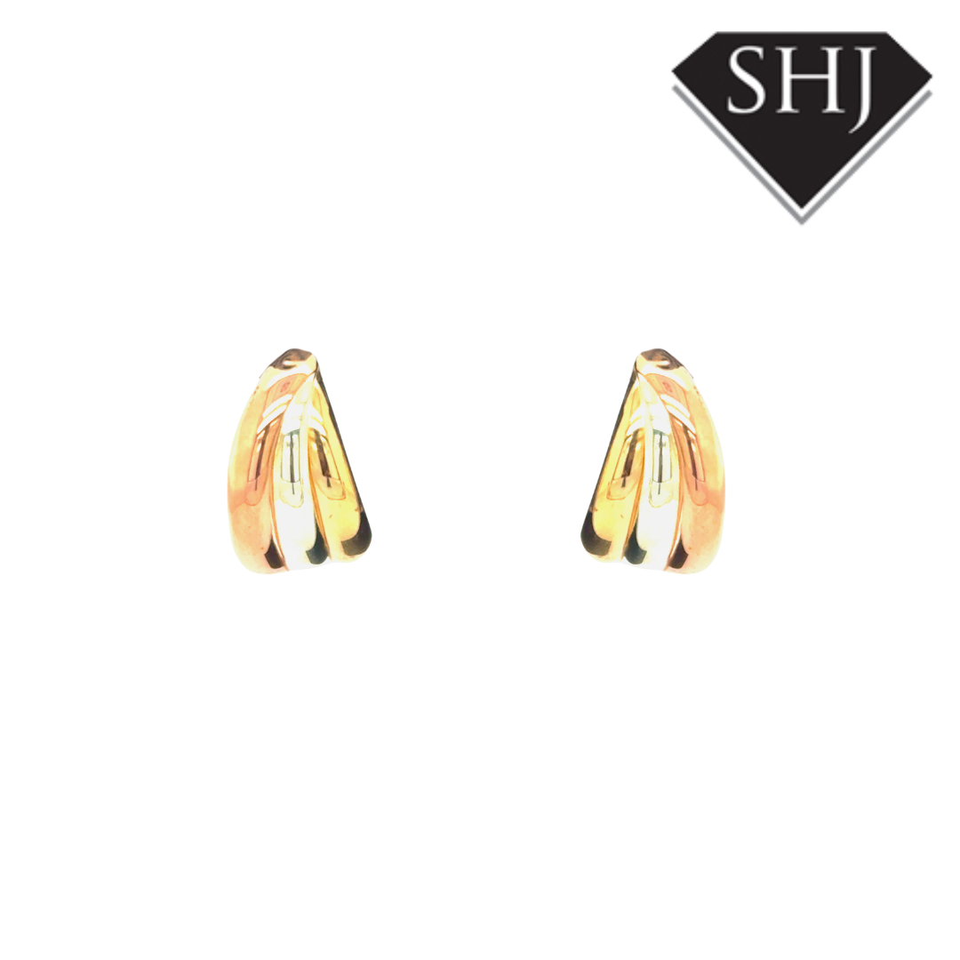 9ct Tri Gold Hoops Earrings