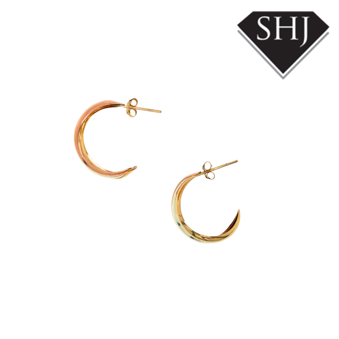 9ct Tri Gold Hoops Earrings