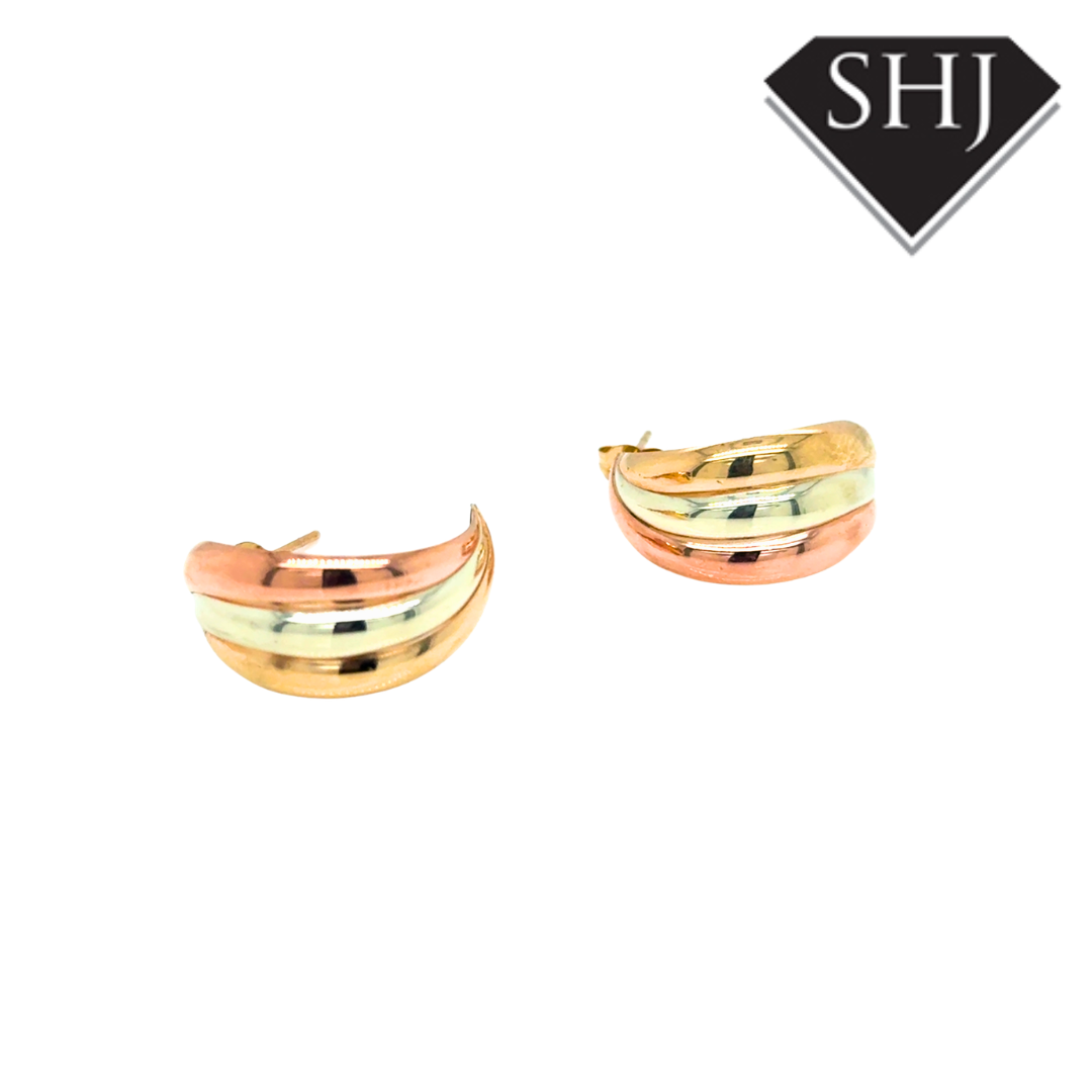 9ct Tri Gold Hoops Earrings