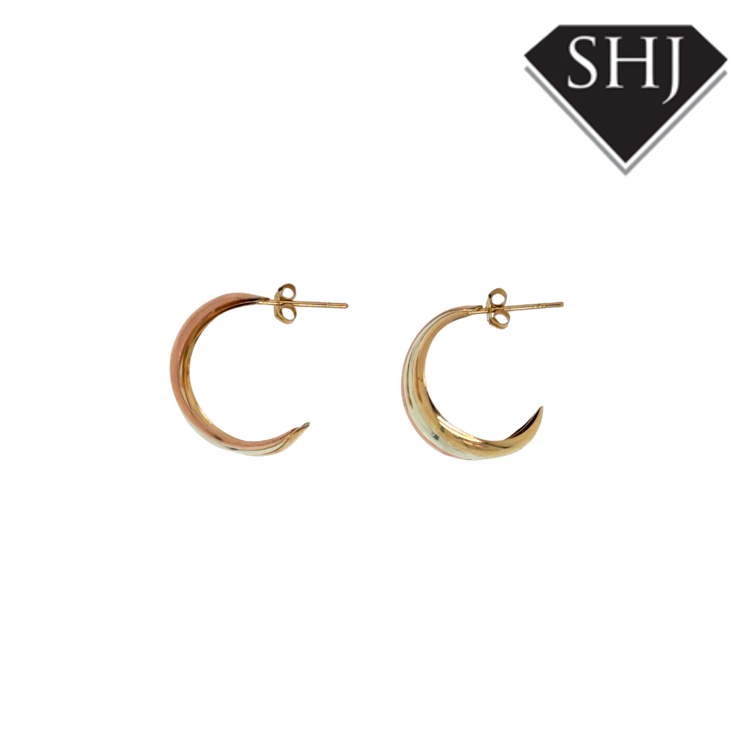 9ct Tri Gold Hoops Earrings