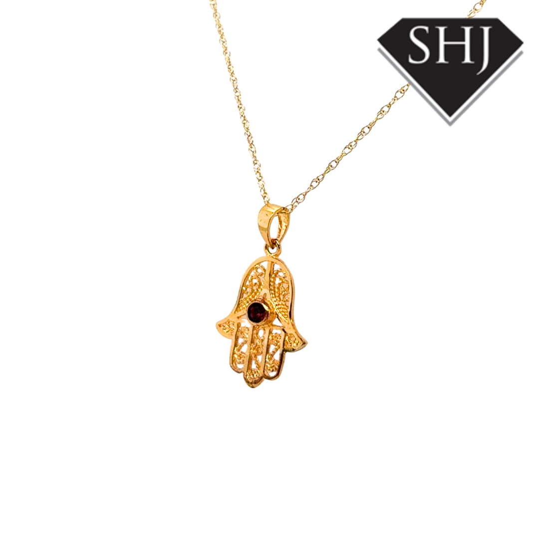 9ct Yellow Gold Hasma Pendant & Chain