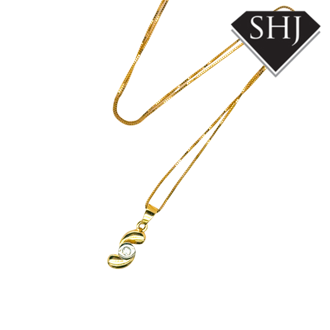 18ct Yellow Gold Diamond Pendant & Chain