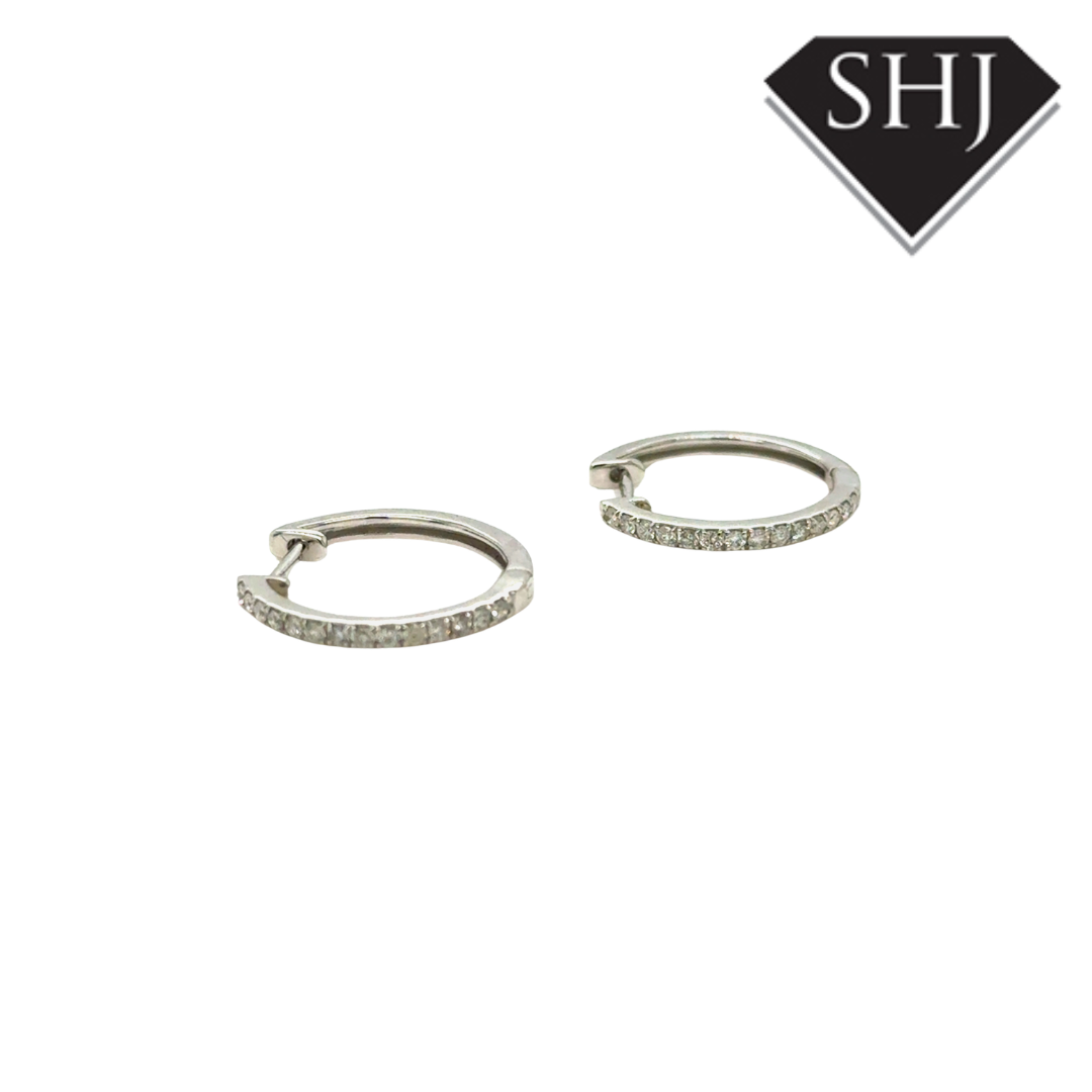9ct White Gold 0.27ct Diamonds Hoop Earrings