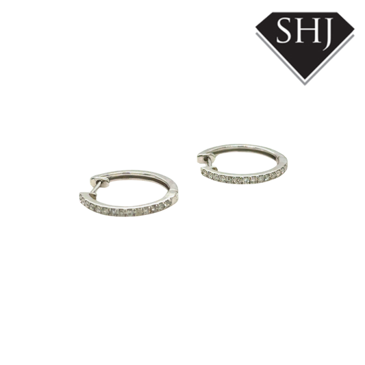 9ct White Gold 0.27ct Diamonds Hoop Earrings